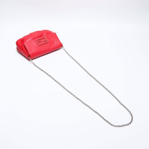 FENDI Fendista Leather Shoulder Bag Red WS14100