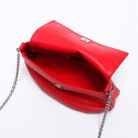FENDI Fendista Leather Shoulder Bag Red WS14100