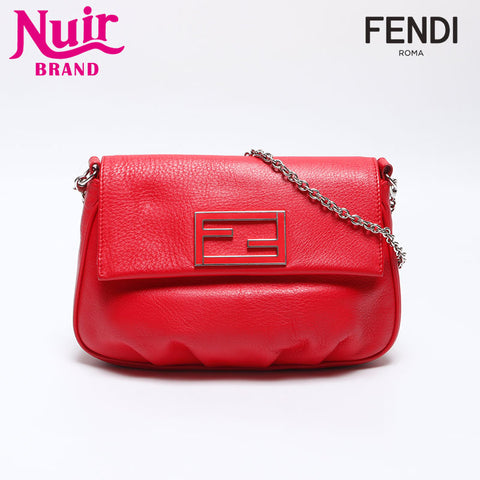 FENDI Fendista Leather Shoulder Bag Red WS14100