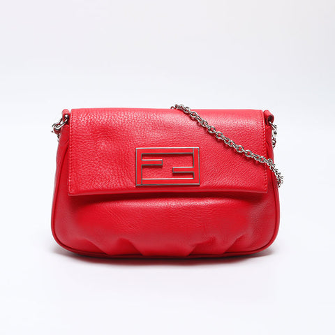 FENDI Fendista Leather Shoulder Bag Red WS14100