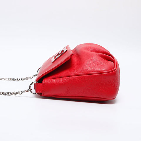 FENDI Fendista Leather Shoulder Bag Red WS14100