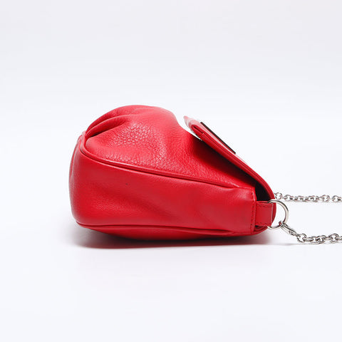 FENDI Fendista Leather Shoulder Bag Red WS14100