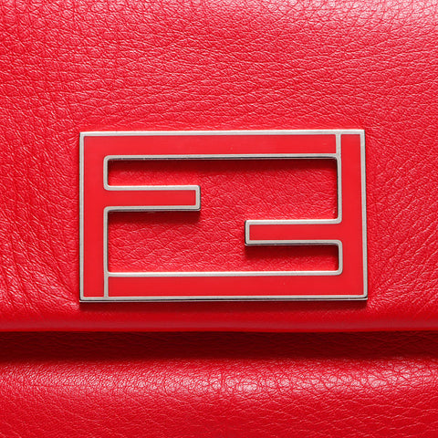 FENDI Fendista Leather Shoulder Bag Red WS14100