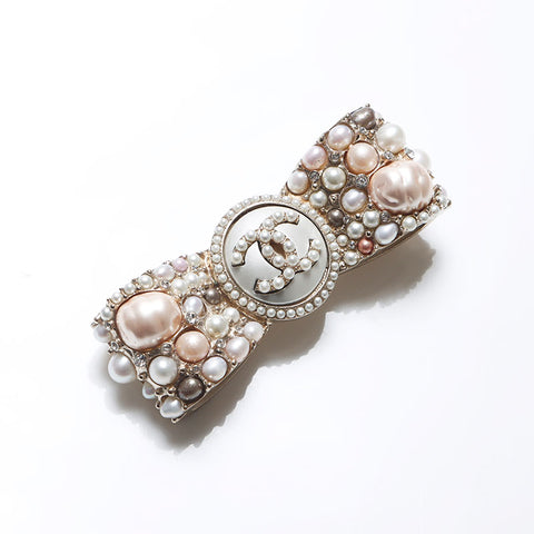CHANEL G21V COCO Mark 2021 Pearl Ribbon Brooch gold WS14102