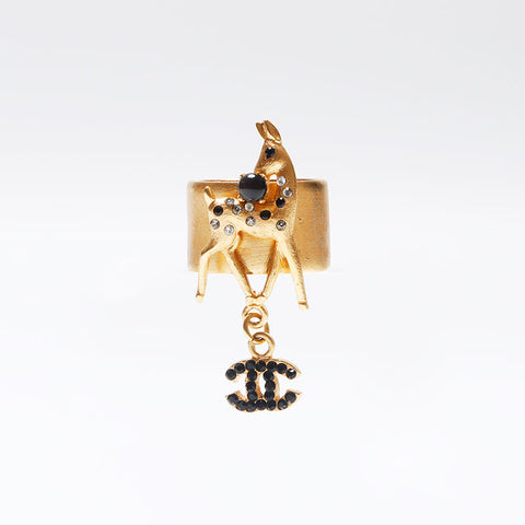 CHANEL 01A Deer COCO Mark No. 14 Ring gold WS14107