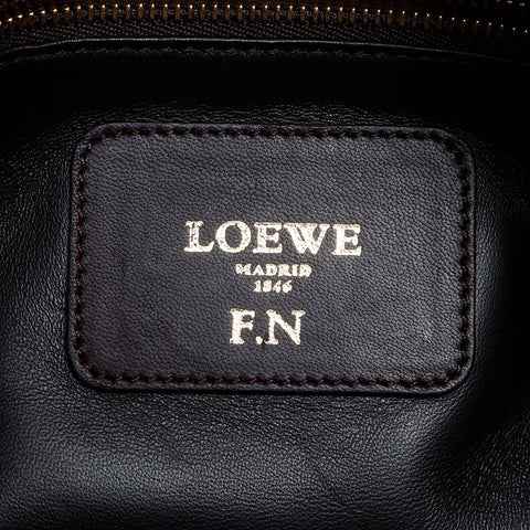 LOEWE Amazona 28 Fur Handbag Brown WS14111