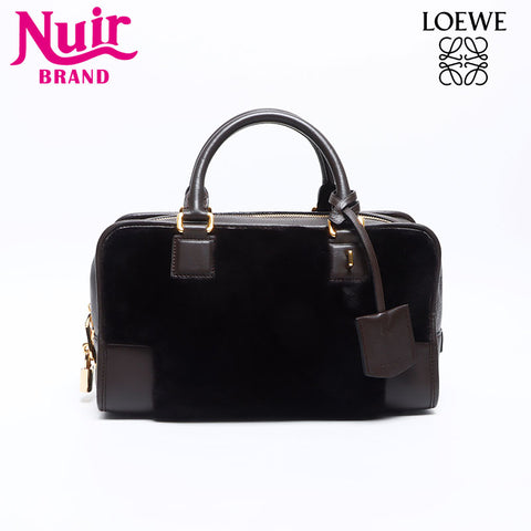 Loewe Amazona 28皮草手提包棕色WS14111