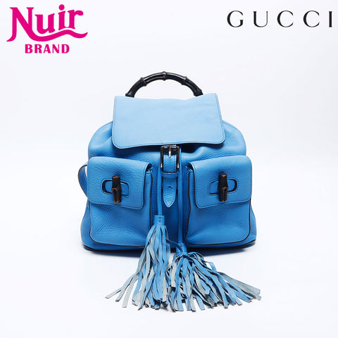 グッチ GUCCI バンブー レザー リュック・デイパック ブルー WS14115