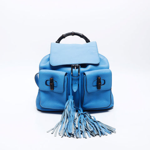 GUCCI Bambusleder Rucksack Daypack blau WS14115