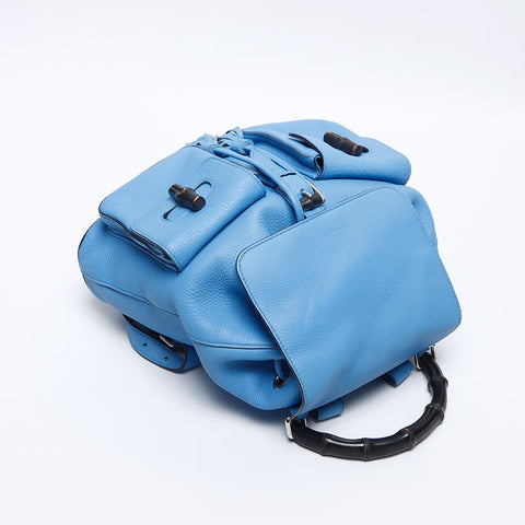 GUCCI Bamboo leather Backpack Â· Daypack blue WS14115