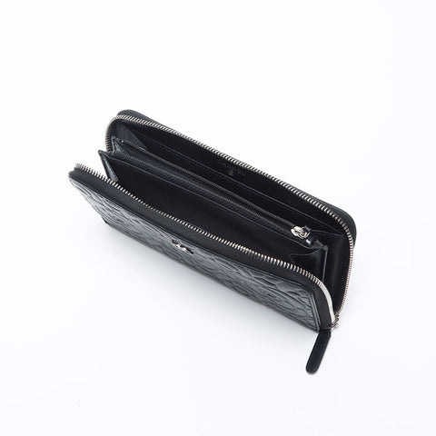 シャネル CHANEL 27番台 2018-2019 ラウンドジップ カメリア ラムスキン 長財布 ブラック WS14117