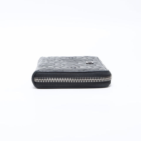 シャネル CHANEL 27番台 2018-2019 ラウンドジップ カメリア ラムスキン 長財布 ブラック WS14117