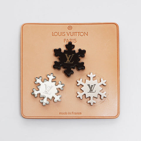 ルイ・ヴィトン LOUIS VUITTON 雪の結晶 ピンバッチ 3点セット ブローチ シルバー WS14118