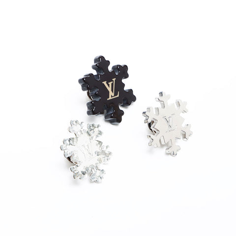 ルイ・ヴィトン LOUIS VUITTON 雪の結晶 ピンバッチ 3点セット ブローチ シルバー WS14118