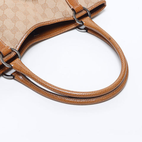 GUCCI GG canvas leather Handbag beige WS14120