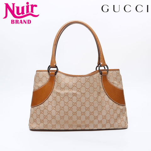 GUCCI GG canvas leather Handbag beige WS14120