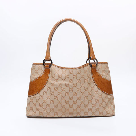 GUCCI GG canvas leather Handbag beige WS14120