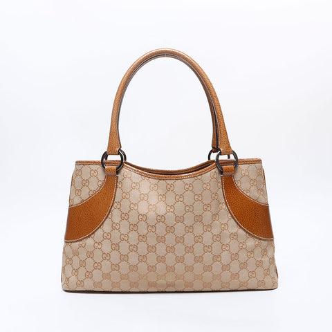 GUCCI GG canvas leather Handbag beige WS14120
