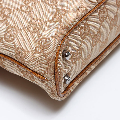 GUCCI GG canvas leather Handbag beige WS14120