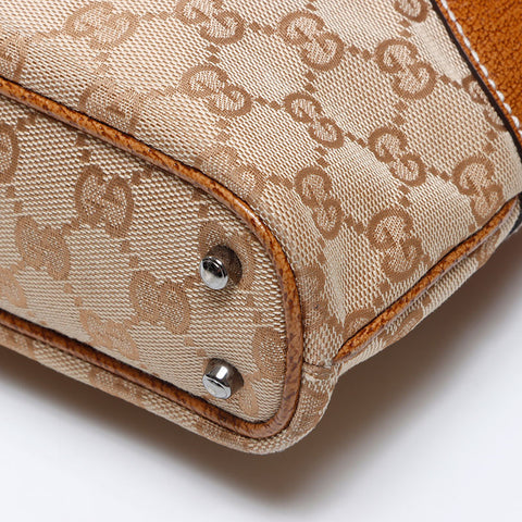 GUCCI GG canvas leather Handbag beige WS14120