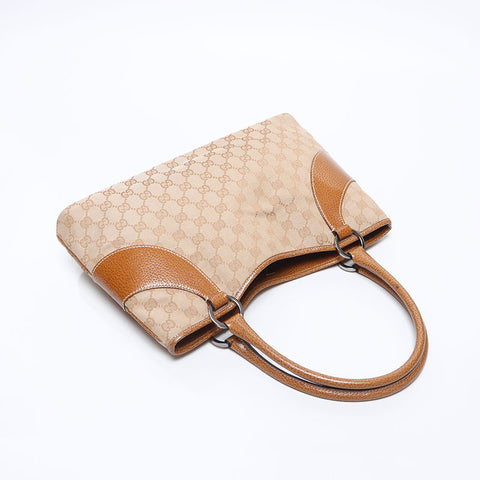 GUCCI GG canvas leather Handbag beige WS14120