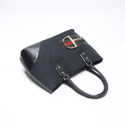 GUCCI GG canvas horsebit Tote Bag black WS14121