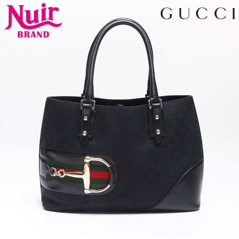 GUCCI GG canvas horsebit Tote Bag black WS14121