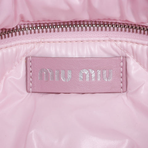 ミュウ ミュウ Miu Miu ナイロン スター パデット ハンドバッグ ピンク WS14122