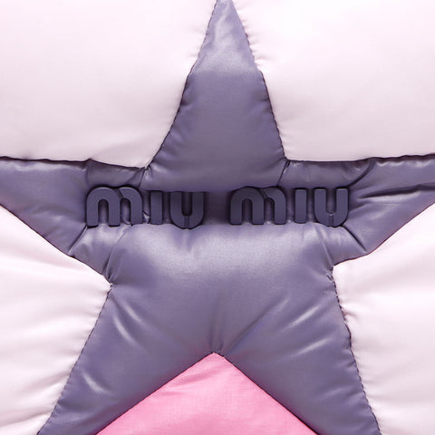 ミュウ ミュウ Miu Miu ナイロン スター パデット ハンドバッグ ピンク WS14122