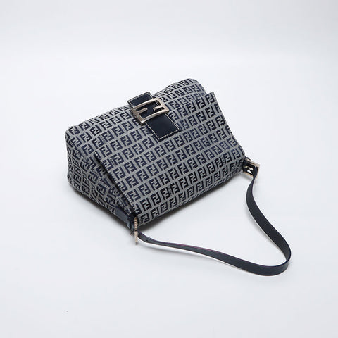 フェンディ FENDI ズッキーノ マンマバケット キャンバス ショルダーバッグ ネイビー WS14124