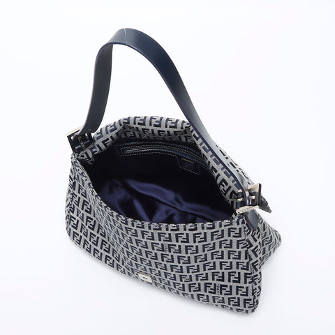 フェンディ FENDI ズッキーノ マンマバケット キャンバス ショルダーバッグ ネイビー WS14124