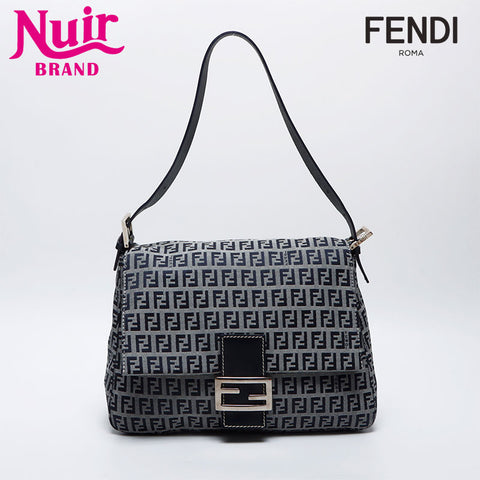 フェンディ FENDI ズッキーノ マンマバケット キャンバス ショルダーバッグ ネイビー WS14124