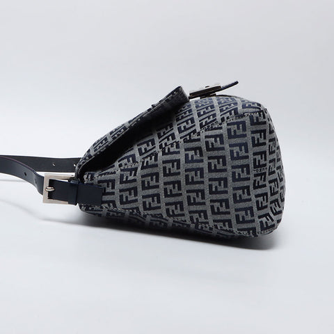 フェンディ FENDI ズッキーノ マンマバケット キャンバス ショルダーバッグ ネイビー WS14124