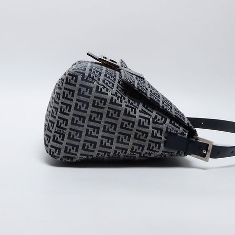フェンディ FENDI ズッキーノ マンマバケット キャンバス ショルダーバッグ ネイビー WS14124