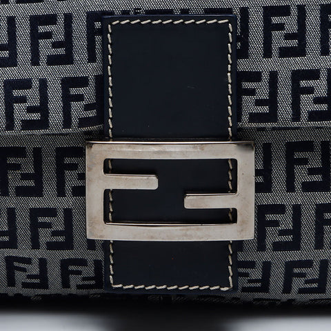 フェンディ FENDI ズッキーノ マンマバケット キャンバス ショルダーバッグ ネイビー WS14124