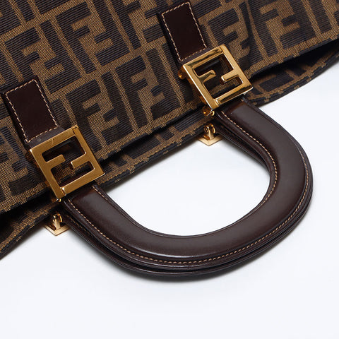 フェンディ FENDI ズッカ キャンバス ハンドバッグ ブラウン WS14125