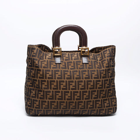 フェンディ FENDI ズッカ キャンバス ハンドバッグ ブラウン WS14125