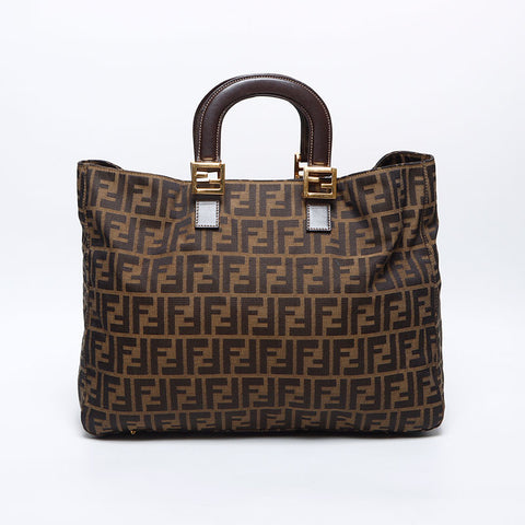 フェンディ FENDI ズッカ キャンバス ハンドバッグ ブラウン WS14125