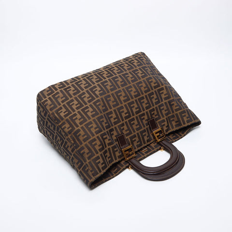 フェンディ FENDI ズッカ キャンバス ハンドバッグ ブラウン WS14125