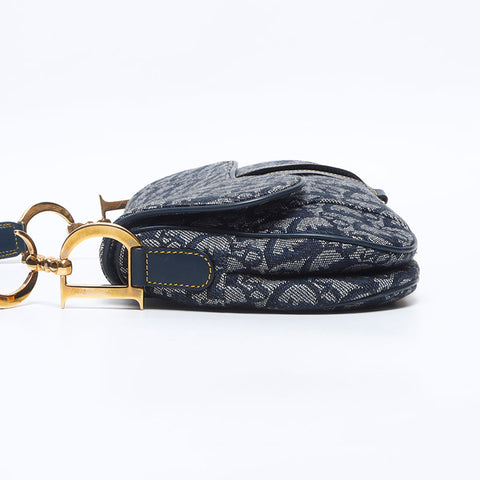 Christian Dior Trotter Canvas Saddlebag Shoulder Bag Navy WS14130