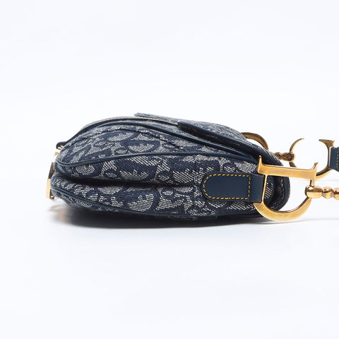Christian Dior Trotter Canvas Saddlebag Shoulder Bag Navy WS14130