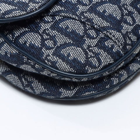 Christian Dior Trotter Canvas Saddlebag Shoulder Bag Navy WS14130