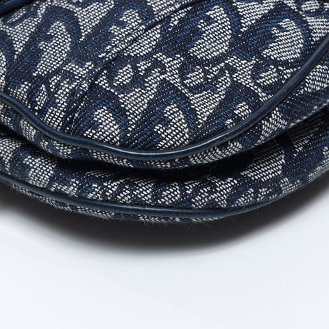Christian Dior Trotter Canvas Saddlebag Shoulder Bag Navy WS14130