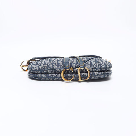 Christian Dior Trotter Canvas Saddlebag Shoulder Bag Navy WS14130
