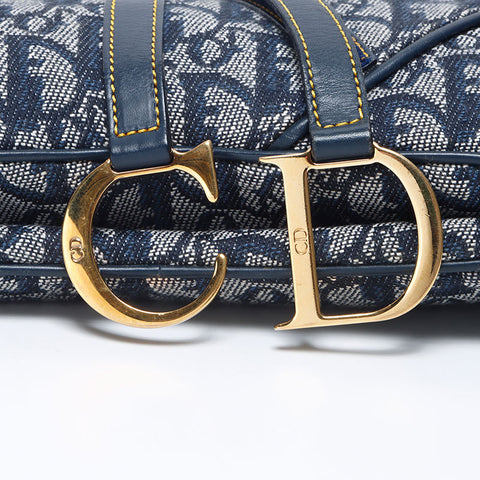 Christian Dior Trotter Canvas Saddlebag Shoulder Bag Navy WS14130