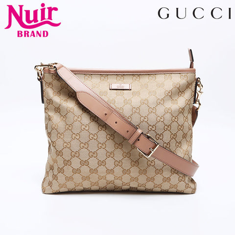 グッチ GUCCI GGキャンバス ピンク ショルダーバッグ ベージュ WS14131