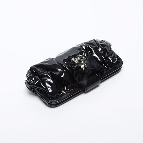 Miu Miu Beaded Patent Leather Clutch bag black WS14132