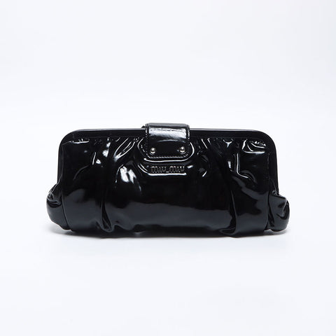 Miu Miu Beaded Patent Leather Clutch bag black WS14132