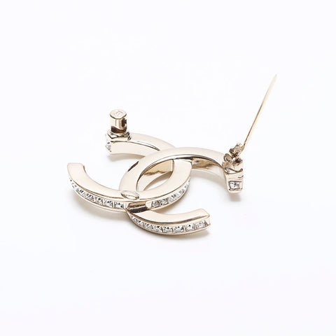 CHANEL B23B COCO Mark Rhinestone Small Brooch gold WS14136