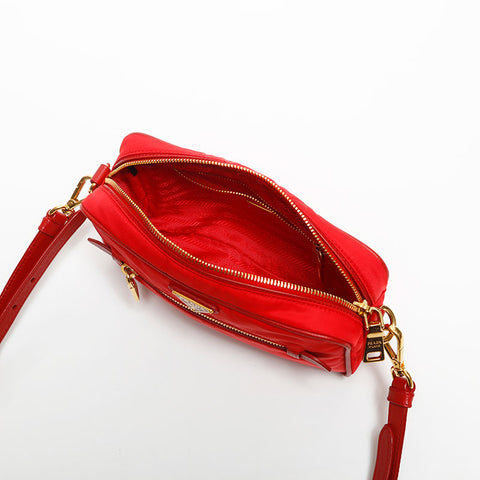 プラダ PRADA ナイロン トライアングル ロゴ ショルダーバッグ レッド WS14140